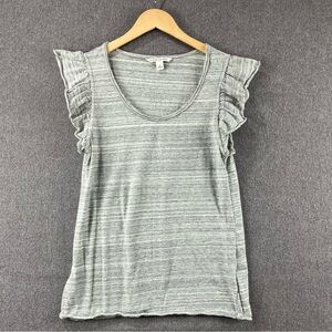 Banana Republic Flutter Sleeve Top 100% Cotton Ruffle Trim Casual Tee Size S